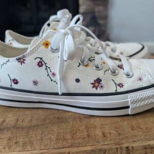Converse White Floral Canvas Sneakers